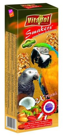 Vitapol Smakers orzechowo - kokosowy kolby maxi dla dużych papug 2szt/450g
