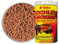 Tropical Cichlid & Arowana Medium Sticks pokarm w formie pałeczek dla średnich pielęgnic i młodych arowan 250ml