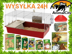 Ferplast Rabbit 100 klatka dla świnki, królika z wyposażeniem i mega wyprawką