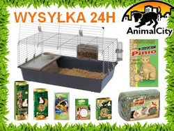 Ferplast Rabbit 100 klatka dla świnki, królika z wyposażeniem i kompletną wyprawką + 2 gratisy